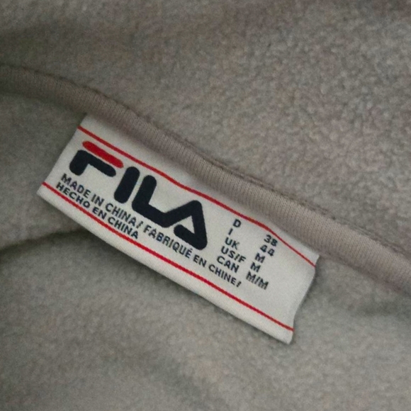 FILA Vintage Retro Men’s 1/2 Zip Fleece Jacket Y2K Medium Grey White - Picture 8 of 8